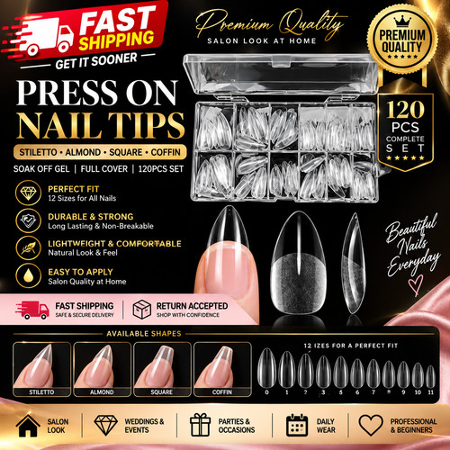 120pcs clear full cover nail - 120pcs,