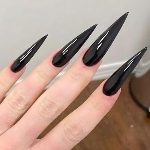 24pcs glossy black - 24pcs, nails