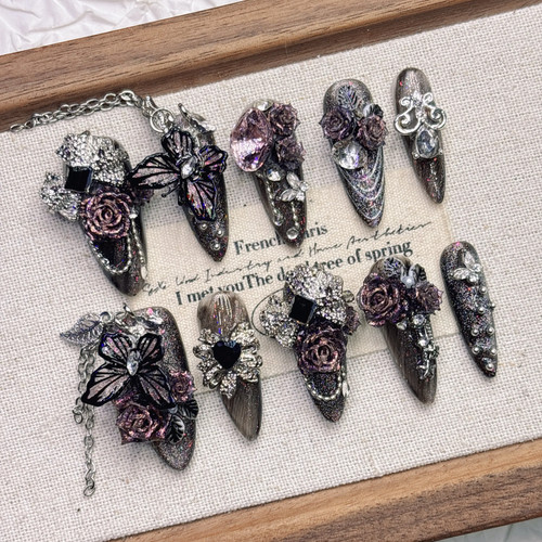 Purple butterfly rose gothic - &,