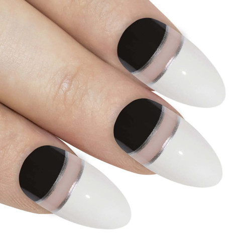 Black white almond stiletto - black,