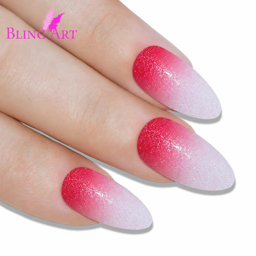 Red ombre almond - almond, stiletto