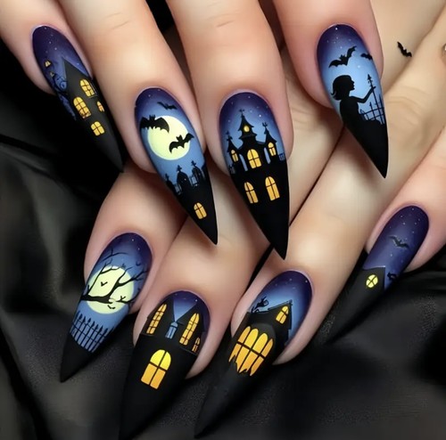 Long stiletto matte black - 24,
