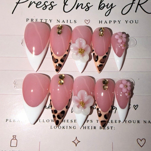 Press ons pink long - by, jr