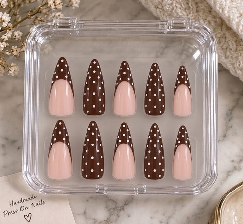 Brown polka dot manicure - dot,