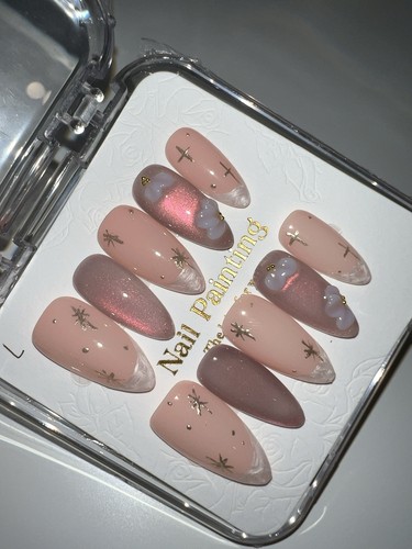 Peachy pink handmade - pink|, press-on