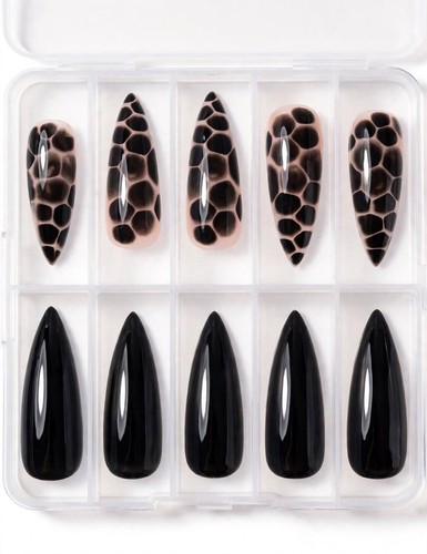 Black snake long stiletto - 24, &