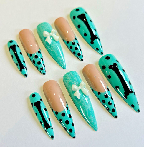 Handmade teal lace polka - handmade, lace,