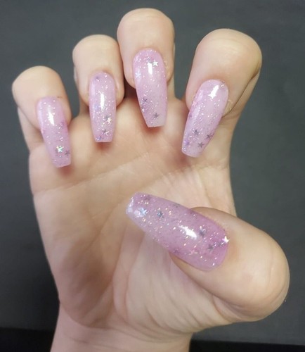 24x pink starry glitter false - glitter,