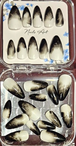 Press nails black white - nails,