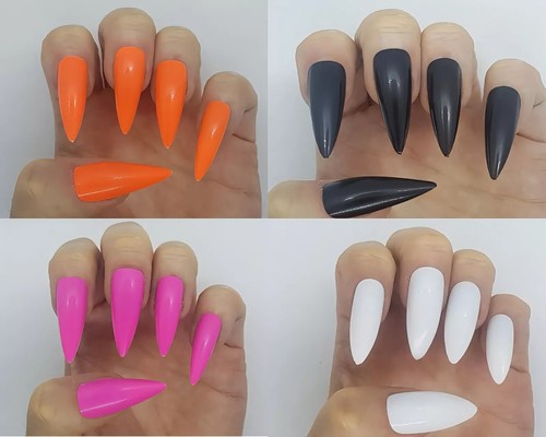 24x long stiletto false nails - false,