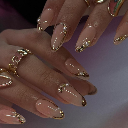 24pcs pink press nails - pink, on