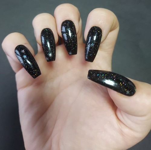 Black starry glitter - starry,
