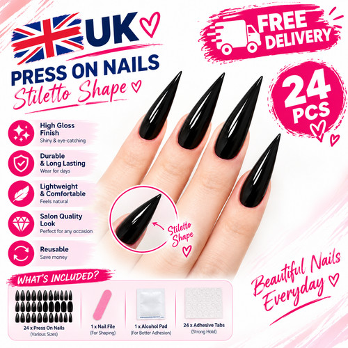 24pcs glossy black - black, fake