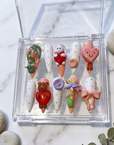 Multicolour heart long - 3d,