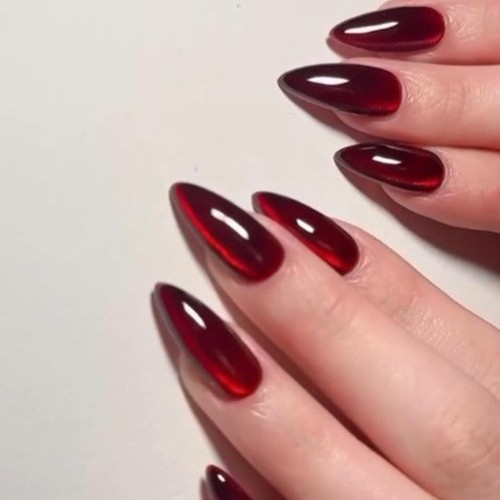 Red false nails - false, cat