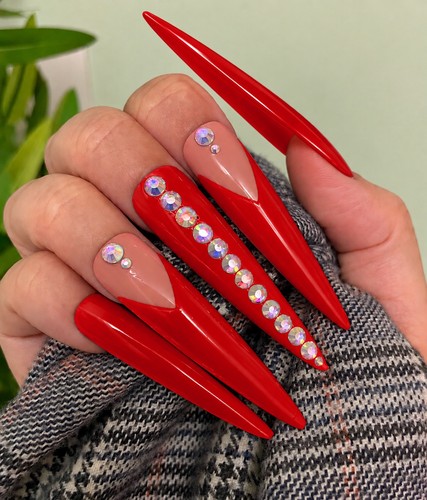 Red french diamante - red,
